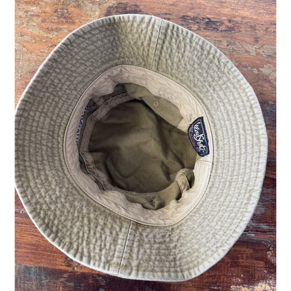 Mustangs Embroidered Bucket Hat Olive Green Distressed Cotton Boho One Size - Picture 8 of 10